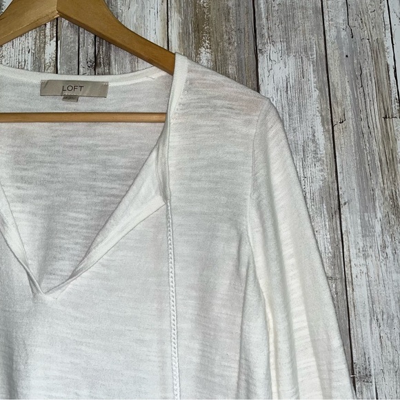 Loft White Split Neck Blouse - Picture 3 of 5